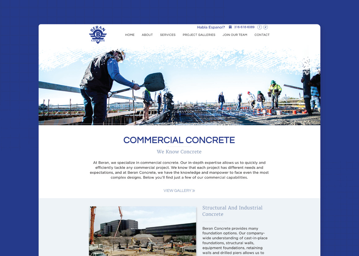 Beran Concrete Website Design, Wichita, by Cassandra Bryan Design