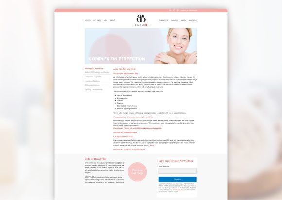 Beautydot Spa Services Web Design Cassandra Bryan Design 1