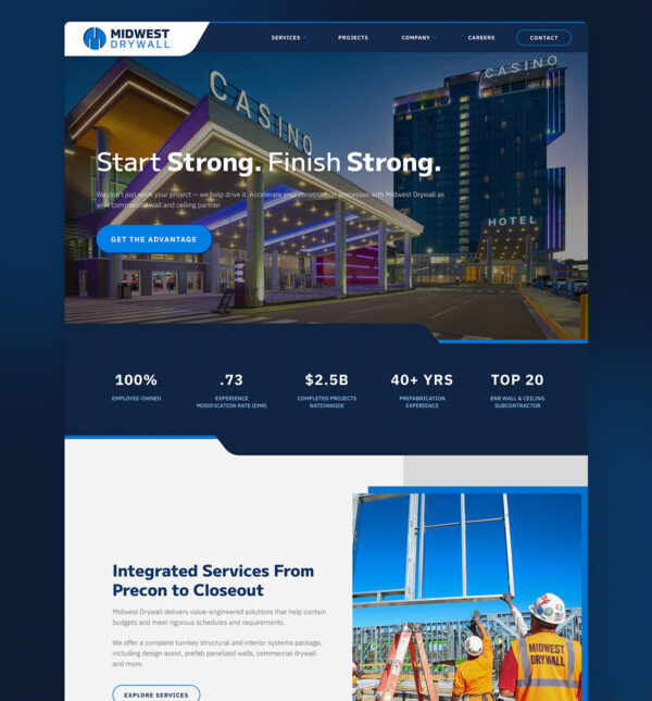 Custom Website Design For Commercial Construction Drywall Company By Cassandra Bryan Design 1